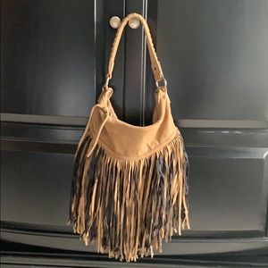 EXPRESS suede fringe purse